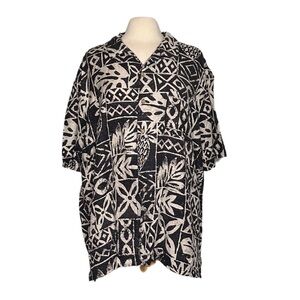 Batick Bay 100% Silk Hawaiian Machine Washable Lightweight Black Grey 1013